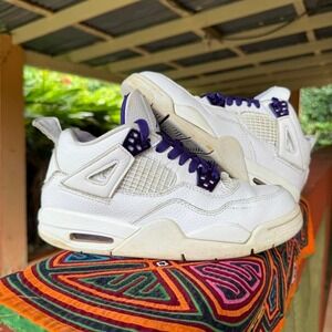 Nike‎ Air Jordan 4 Retro Court Men Size 7.5 Sneakers White Purple